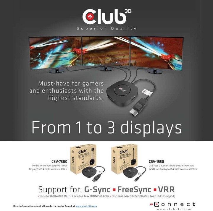 Club3D video hub MST, USB-C - 3x DisplayPort_1760441683