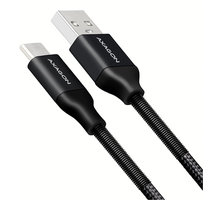 AXAGON SPRING USB-C - USB-A, 2m, 3A, oplet, černý_623195328