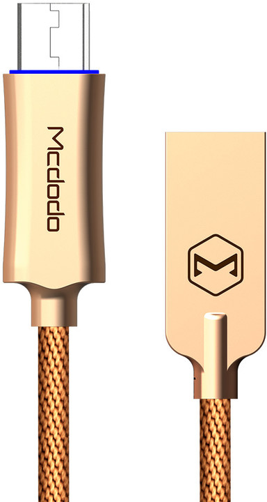 Mcdodo Knight rychlonabíjecí datový kabel microUSB s inteligentním vypnutím napájení, 1m, zlatá_570451342