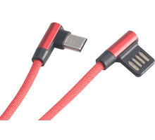 Akasa kabel USB-A 2.0 - USB-C, M/M, zahnuté konektory 90°, 1m, červená_1192483631