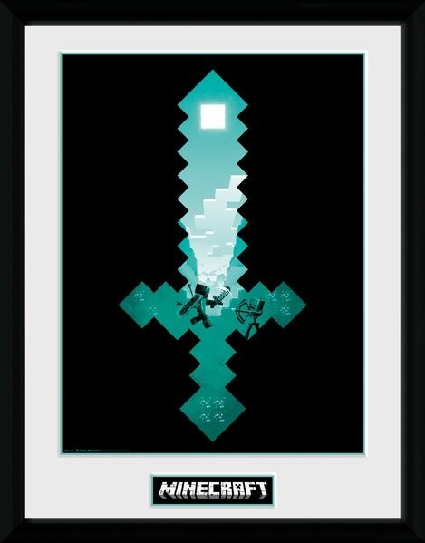 Obraz Minecraft - Diamond Sword, zarámovaný (30x40)_2045876369