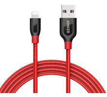 Anker PowerLine + Lightning kabel pro iPhone, délka 1,8m, s váčkem, červená_1039159691