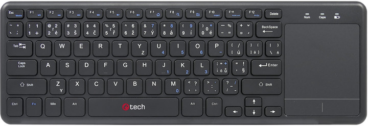 C-TECH WLTK-01, s touchpadem, bezdrátová, černá, CZ/SK_1429197738