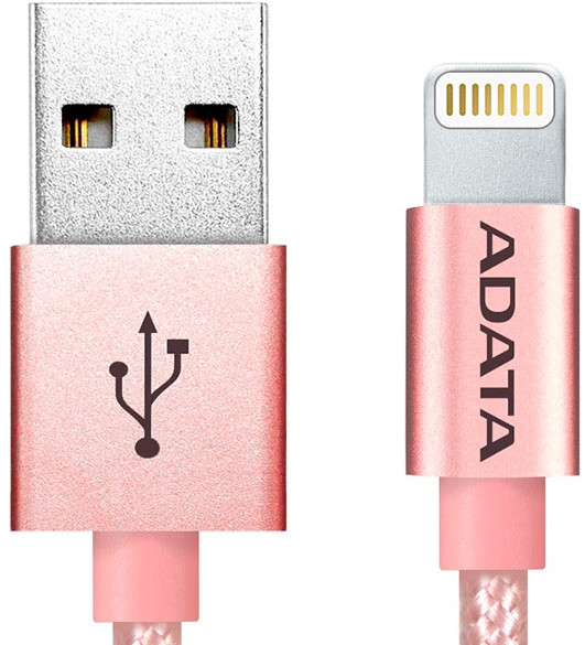 ADATA Lightning kabel MFi, 100cm, kovový, růžový_951538301
