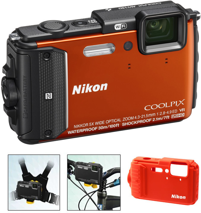 Nikon Coolpix AW130, Outdoor Kit, oranžová_284603680