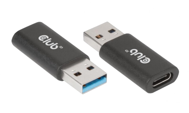 Club3D adaptér USB-A 3.2 Gen1 na USB-C 3.2 Gen1 (M/F), černá_253255086