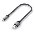 Satechi kabel USB-A - lightning, opletený, 25cm, šedá_9108231