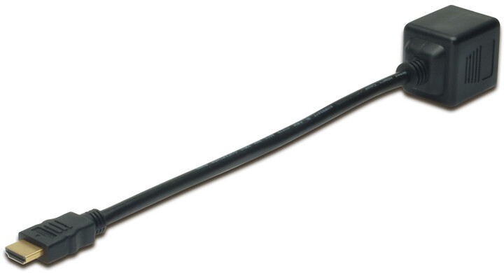 Digitus rozbočovač HDMI - 2x HDMI, M/F, pozlacené konektory, 20cm, černá_191696113