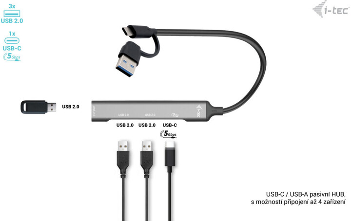 i-tec HUB USB-A/USB-C - USB 3.0 + 3xUSB 2.0_869200916