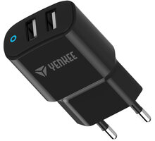 YENKEE síťová nabíječka YAC 2024, 2x USB-A, 2.4, černá 30020184