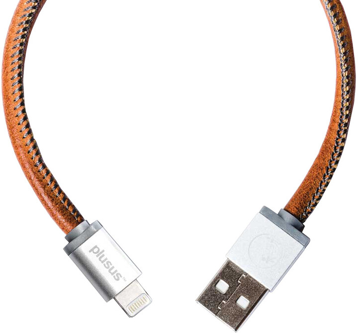 PlusUs LifeStar Handcrafted USB Charge &amp; Sync cable (25cm) Lightning - Silver / Dark Grey_447363481