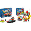 Extra výhodný balíček LEGO® City 60375 Hasičská stanice a auto, 60373 Hasičská záchranná loď a člun_1079979911