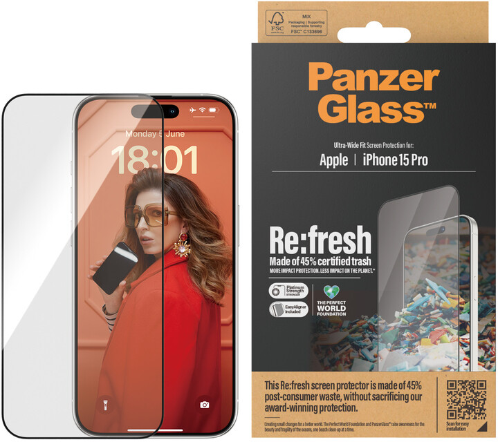 PanzerGlass ochranné sklo Re:Fresh pro Apple iPhone 15 Pro_567943568