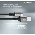 VARTA kabel USB-A - USB-C, 60W, 2m, černá_1024299533