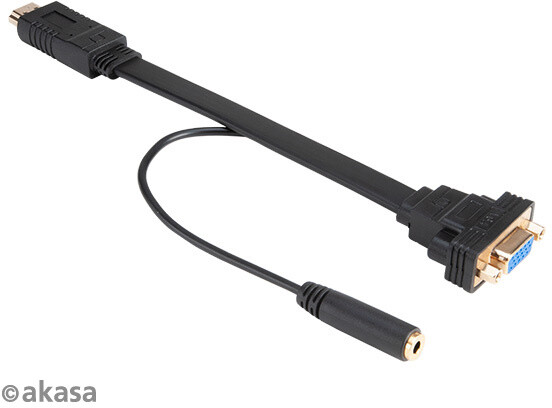 Akasa kabel HDMI - VGA s audio kabelem, M/F, 3.5 mm audio jack, 20cm, černá_890207873