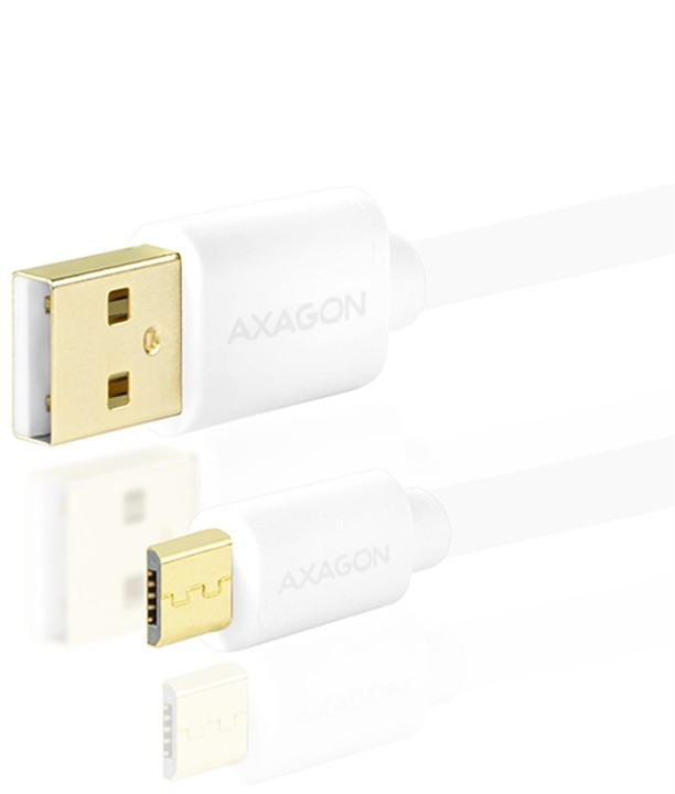 AXAGON BUMM-AM30QW, HQ Kabel Micro USB - USB A, datový a nabíjecí 2A, bílý, 3 m_1049772161