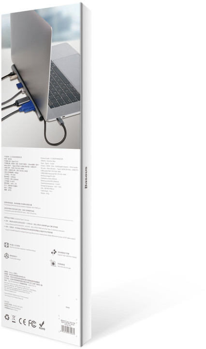 Baseus dokovací stanice Series Type-C Notebook HUB adaptér, šedá_845716688