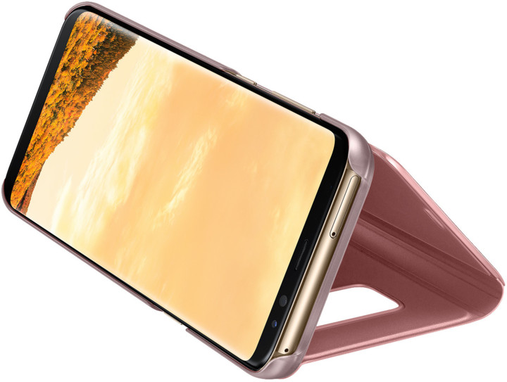 Samsung S8+, Flipové pouzdro Clear View se stojánkem, růžová_1691151440
