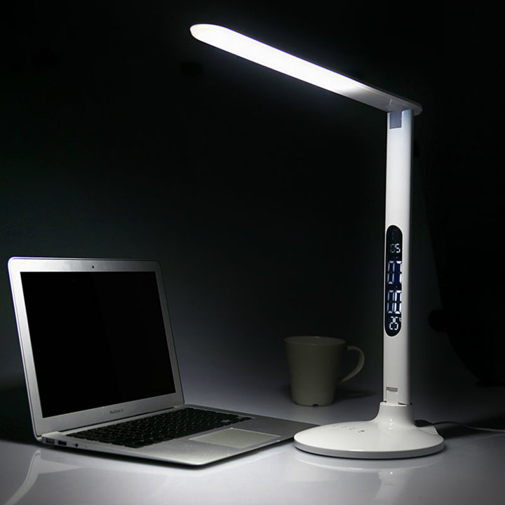 IMMAX stolní lampička s displejem/ USB výstup 5V/500mA/ bílá_1675291071