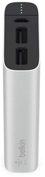 Belkin MIXIT Metallic Power Pack 6600 Powerbank, 2xUSB + Micro-USB kabel - stříbrný_1498445046