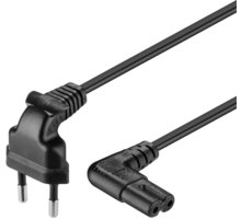 PremiumCord kabel síťový 230V se zahnutými konektory, 3m