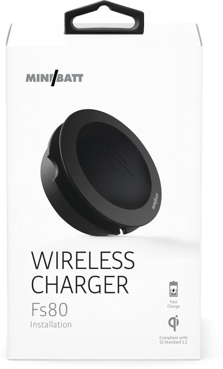 MiniBatt Fs80 Qi vestavěná fast charge bezdrátová nabíječka, černá_860987638