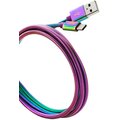Canyon kabel Type C USB 2.0, output 5V/9V 2A, OD 3.8mm, kovový plášť, 1,2m, duhová_1345537029