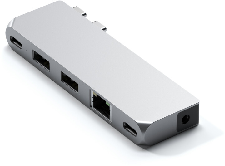 Satechi Aluminium Pro Hub Mini, USB4 96W, 6K@60Hz, 2x USB-A 3.0, Ethernet, USB-C, Audio, stříbrná_551720009