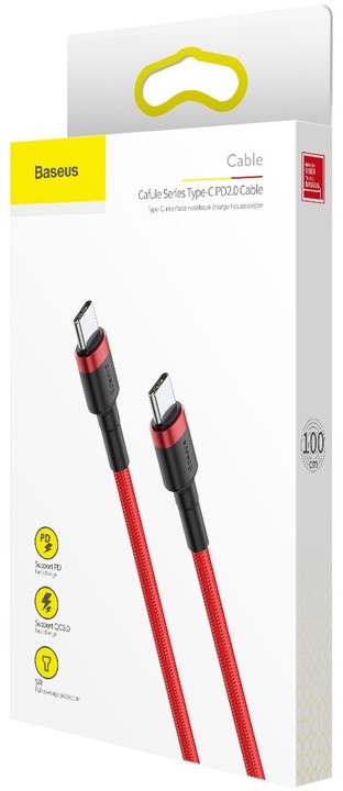 Baseus odolný kabel Series Type-C PD2.0 60W Flash Charge kabel (20V 3A) 2M, červená_708851808