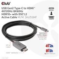 Club3D kabel USB-C - HDMI, 4K120Hz 8K60Hz HDR10 s DSC1.2, M/M, 3m_815960147