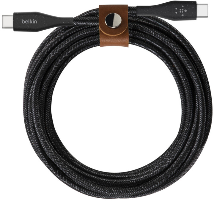 Belkin kabel DuraTek USB-C, M/M, opletený, s řemínekm, 1.2m, černá_609138159