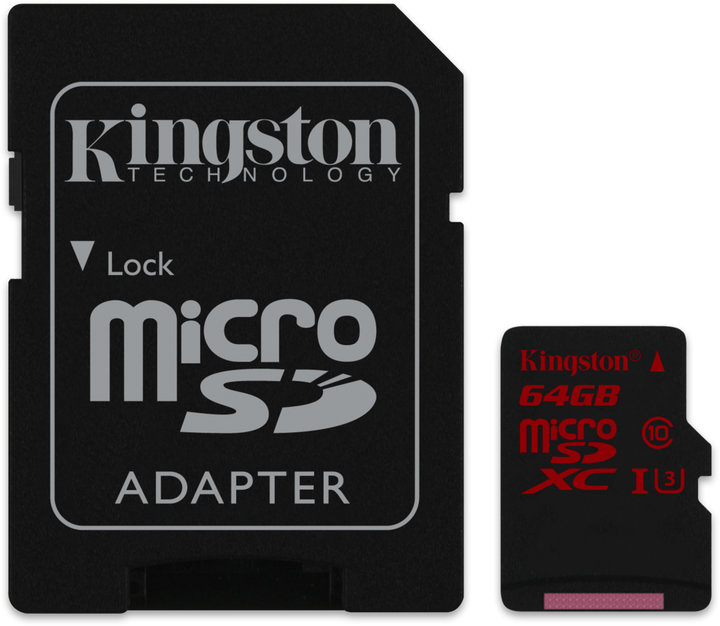 Kingston Micro SDXC 64GB Class 10 UHS-I U3 + SD adaptér_1988535783