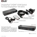 Club3D síťový přepínač - Switch, DP/HDMI KVM Switch - Dual DP 4K@60Hz_2008235467