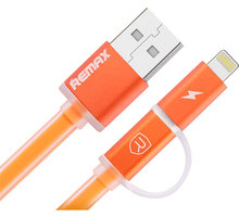 Remax Aurora 2v1 datový kabel s micro USB/lightning, oranžová_2043711412