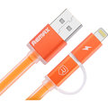 Remax Aurora 2v1 datový kabel s micro USB/lightning, oranžová