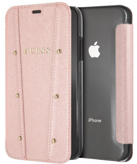GUESS Kaia Book Case pro iPhone Xr, růžovo zlaté_2084338627