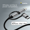 VARTA kabel 3v1 USB-A - Lightning/microUSB/USB-C, 12W, 2m_26761441