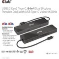 Club3D dokovací stanice USB-C 3.2 Gen1 6in1, USB-C Video, HDMI, 2xUSB-A, USB-C PD 100W, RJ45_1872612524