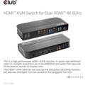 Club3D síťový přepínač - Switch, HDMI KVM Switch - Dual HDMI 4K@60Hz_52102180