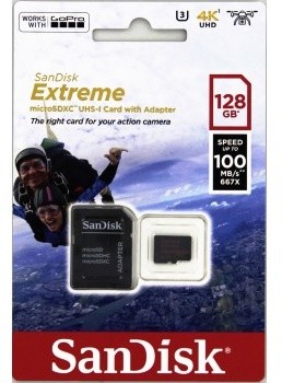 SanDisk Micro SDXC Extreme 128GB A1 UHS-I U3 (100 MB/s čtení a 90 MB/s zápis) + SD adaptér_406306758