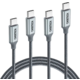 Choetech kabel MIX00073 USB-C - USB-C, opletený, 100W, 5A, 2m, šedá, 2 kusy