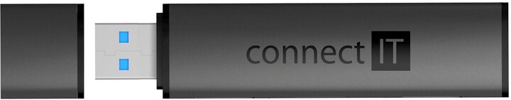 CONNECT IT hub + čtečka karet Compact, 2xUSB-A 3.0, 1xSD, 1xMicroSD, externí, černá_1002853910
