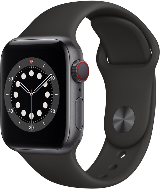 Apple Watch Series 6 Cellular, 44mm, Space Grey, Black Sport Band - Regular_423097960