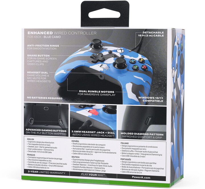 PowerA Enhanced Wired Controller, Blue Camo (PC, Xbox Series, Xbox ONE)_878432357