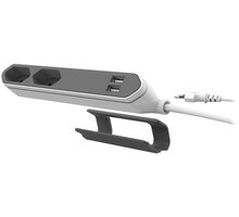 PowerCube POWERBAR USB, 2 zásuvka, šedá_1194229724