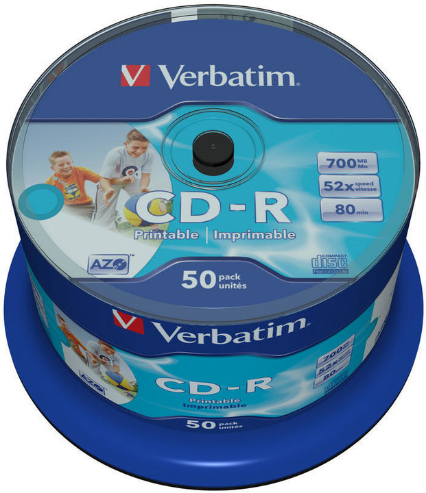 Verbatim CDR 52x 80 minut spindl inkjet printable Non ID Branded 50ks_1804348894