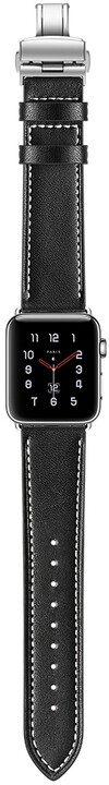 MAX kožený řemínek pro Apple Watch 4/5, 40mm, černá_1074230967