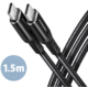 AXAGON kabel USB-C - USB-C, USB 2.0, PD 60W 3A, ALU, opletený, 1,5m, černá_311118228