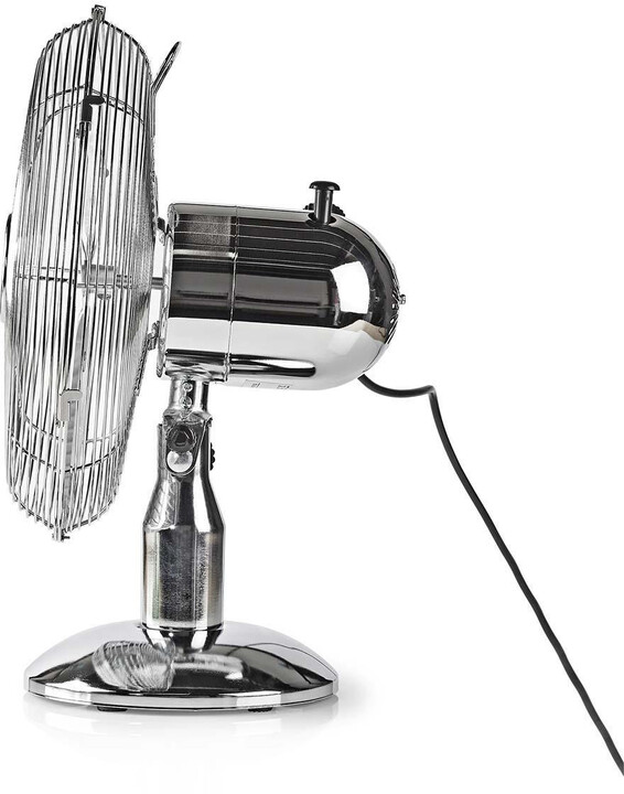 NEDIS stolní ventilátor, 30cm, 35W, rotace, 3 rychlosti, chromová_2012654770
