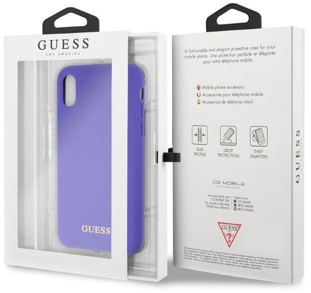 GUESS Silicone Cover Gold Logo pro iPhone X, fialová_360963875